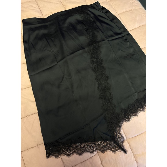 NEW A New Day Women Black Lace Trim Knee Length Skirt, Size L - Picture 2 of 7